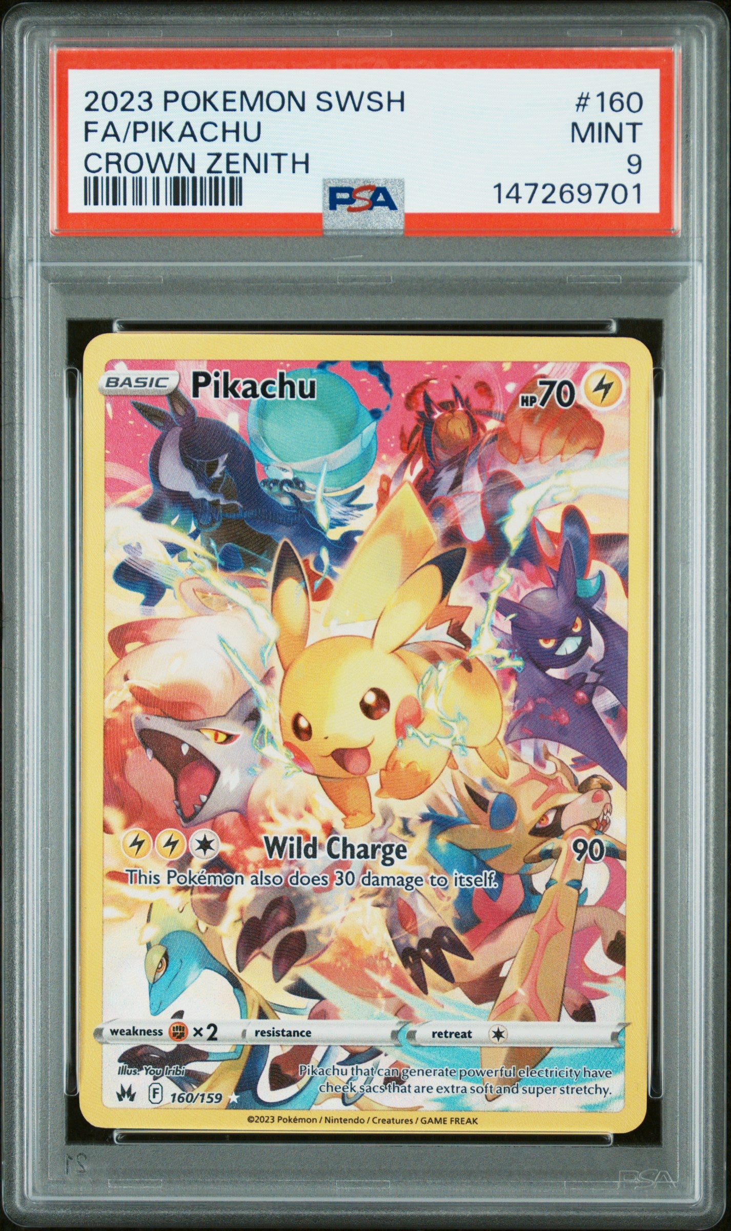 2023 POKEMON SWORD AND SHIELD CROWN ZENITH FA/PIKACHU #160 CROWN ZENITH PSA 9