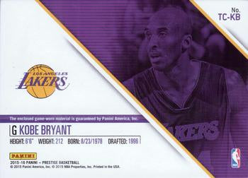 2015-16 Panini Prestige #TC-KB Kobe Bryant True Colors