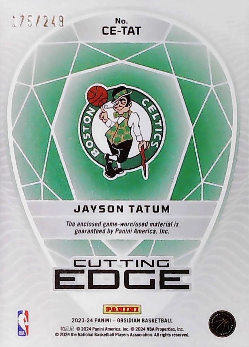 2023-24 Panini Obsidian #CE-TAT Jayson Tatum Cutting Edge Memorabilia #/249