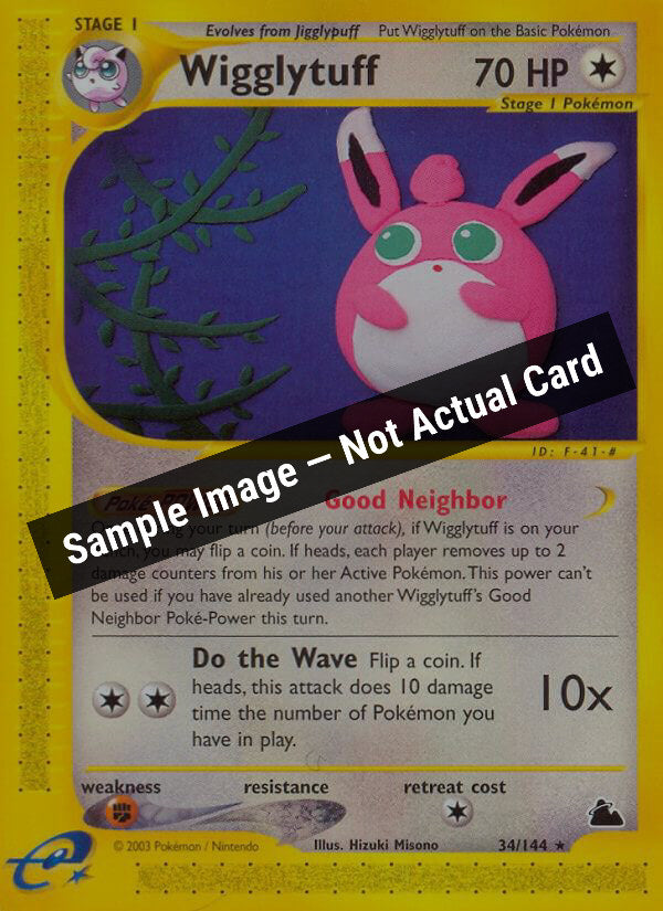 Pokemon,Skyridge,Wigglytuff - 034/144,Normal,Moderately Played — Sample Image, Not Actual Card