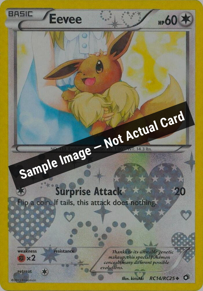 Pokemon,Legendary Treasures: Radiant Collection,Eevee - RC14/RC25,Holofoil,Lightly Played — Sample Image, Not Actual Card