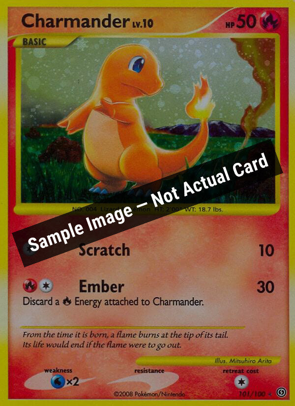 Pokemon,Stormfront,Charmander - 101/100,Holofoil,Damaged — Sample Image, Not Actual Card