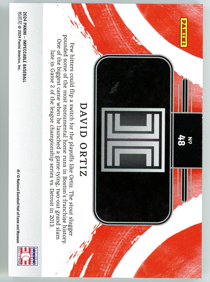 2024 Panini Impeccable #48 David Ortiz 1 Troy Ounce Silver /25