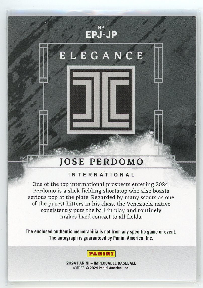 2024 Panini Impeccable #EPJ-JP Jose Perdomo Elegance /99