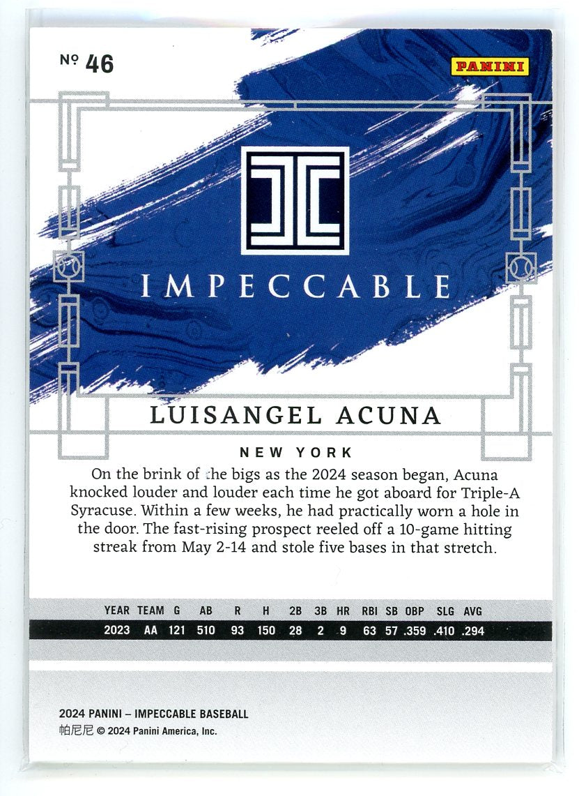 2024 Panini Impeccable #46 Luisangel Acuna /99
