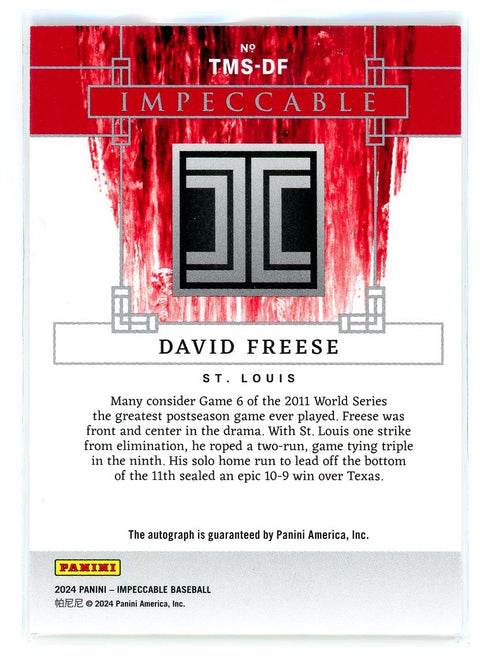 2023 Panini Impeccable #TMS-DF David Freese Timeless Moments /25