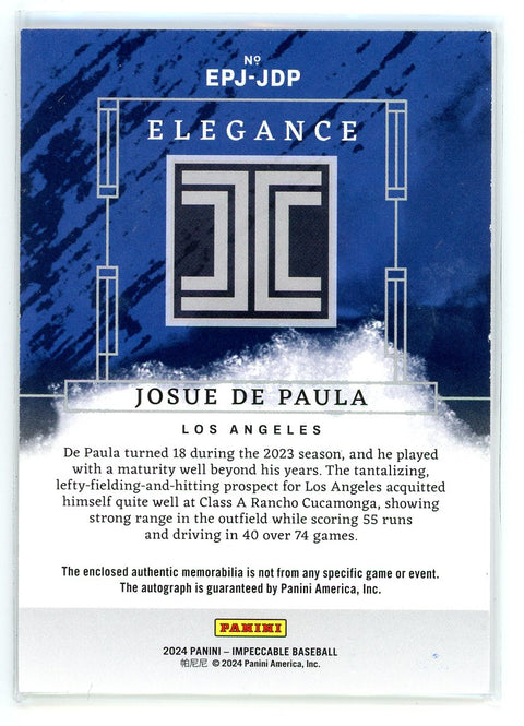 2024 Panini Impeccable #EPJ-JDP Josue De Paula Elegance Patch Auto