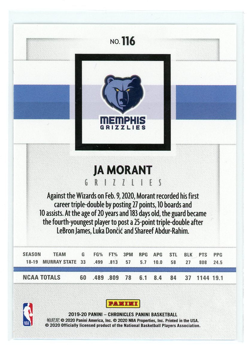 2019-20 Panini Chronicles #116 Ja Morant Pink