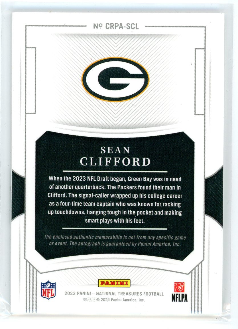 2023 Panini National Treasures #CRPA-SCL Sean Clifforf Patch Auto /99