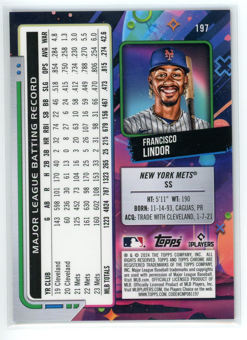 2024 Topps Cosmic Chrome #197 Francisco Lindor Red Flare Refractor /5