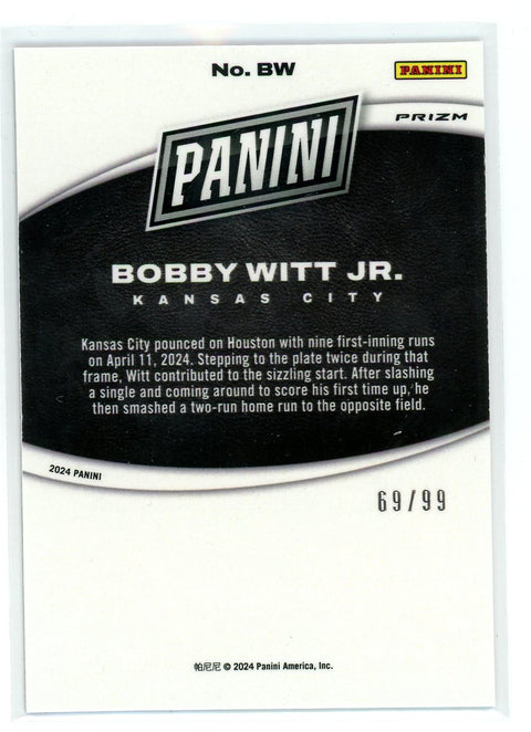 2024 Panini Black Friday #BW Bobby Witt Jr. Splash of Color Silver Prizm /99