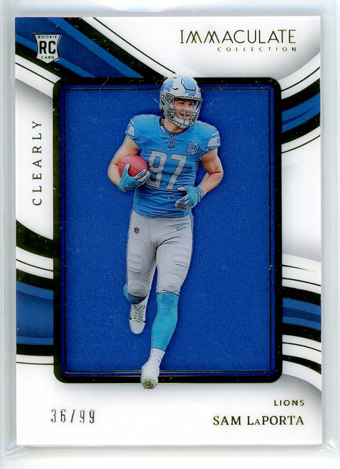 2023 Panini Immaculate #IRJ-SL Sam LaPorta Clearly Patch Auto /99