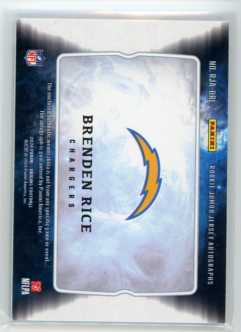 2024 Panini Origins #RJA-BRI Brenden Rice Rookie Jumbo Jersey Autographs