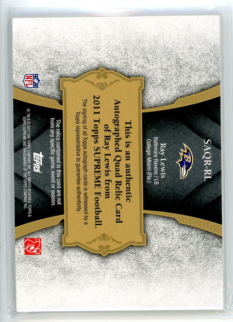 2011 Topps Supreme #SAQR-RL Ray Lewis Autograph Issue /5