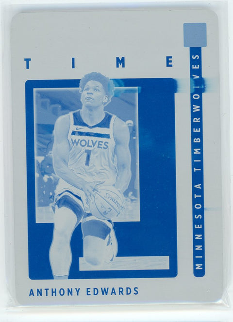 2023 Donruss ##9 Anthony Edwards Cyan Plate 1/1