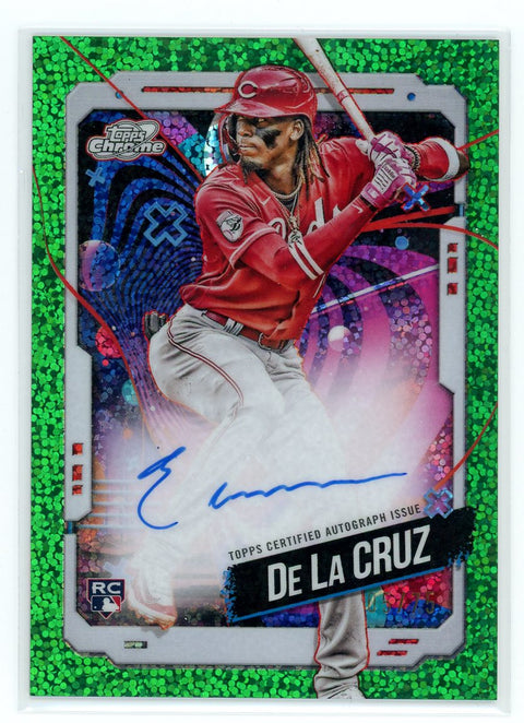 2024 Cosmic Chrome #CCA-ED Elly De La Cruz Autograph Green Speckle Refractor
