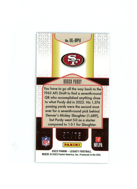 2023 Panini Legacy #UL-BPU Brock Purdy Under the Lights Bronze Mini /75