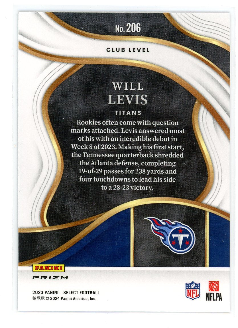2023 Panini Select #206 Will Levis Die Cut Silver Prizm