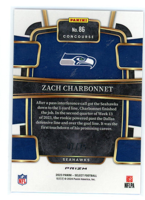 2023 Panini Select #86 Zach Charbonnet Purple Prizms #/75