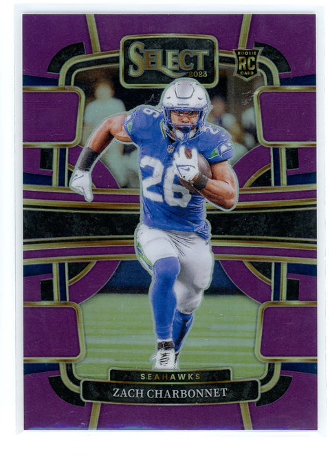 2023 Panini Select #86 Zach Charbonnet Purple Prizms #/75