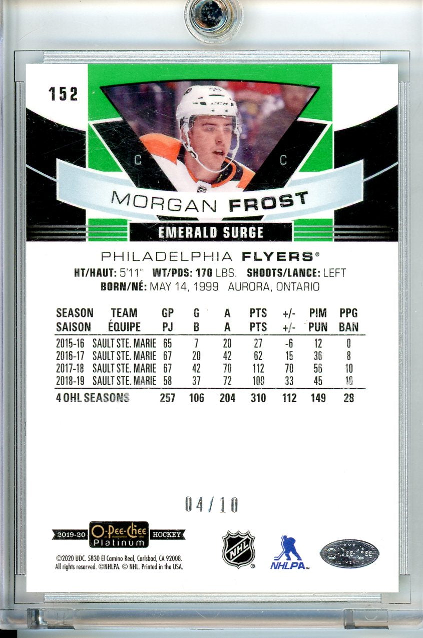 2019-20 O-Pee-Chee Platinum #152 Morgan Frost Emerald Surge #/10