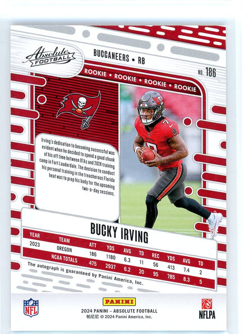 2024 Panini Absolute #186 Bucky Irving Red Rookie Auto /75