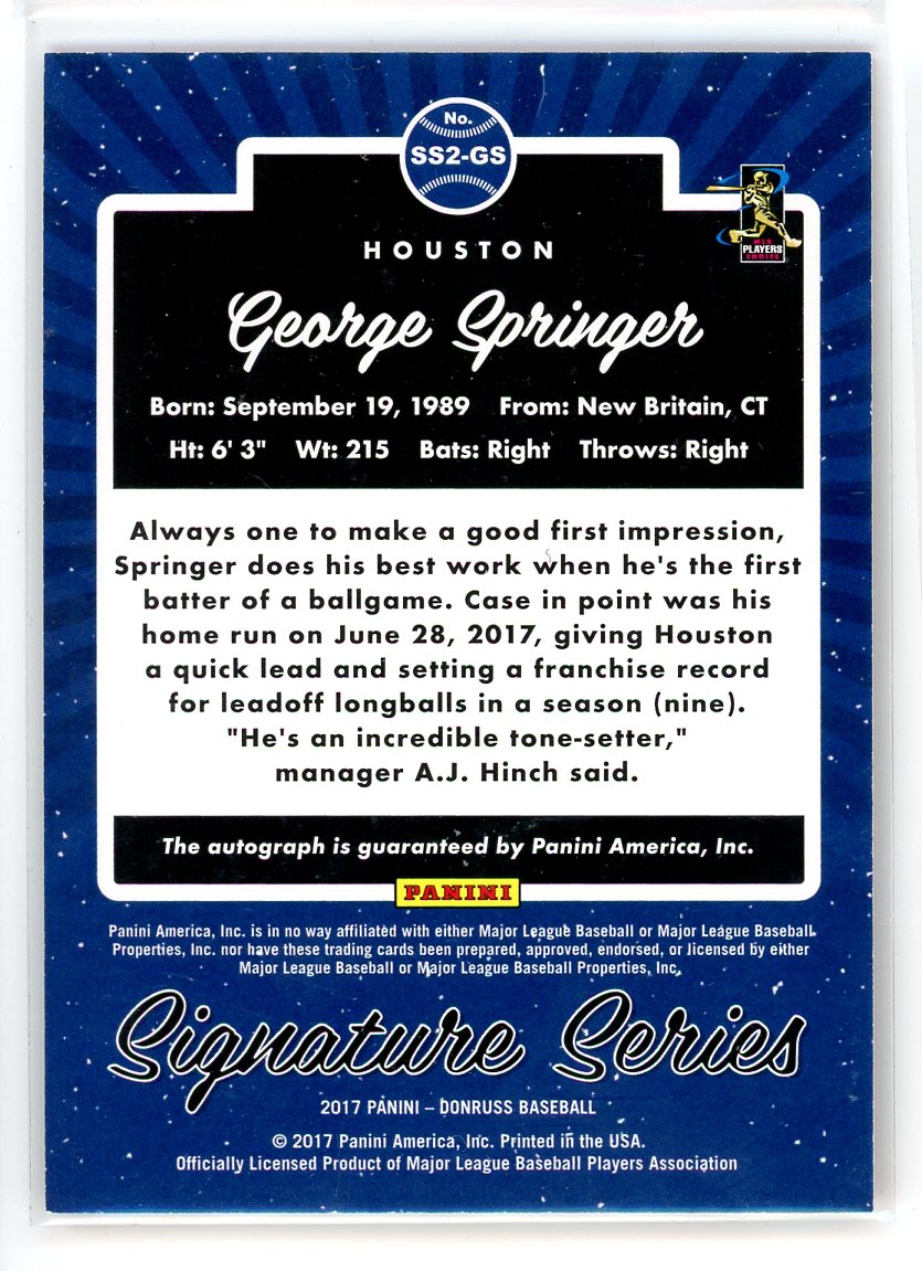 2017 Donruss #SS2-GS George Springer Signature Series