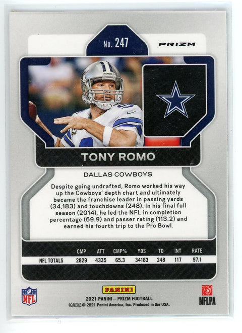 2021 Panini Prizm #247 Tony Romo Black and White Checker