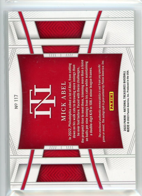 2023 Panini National Treasures #117 Mick Abel Patch Auto /49