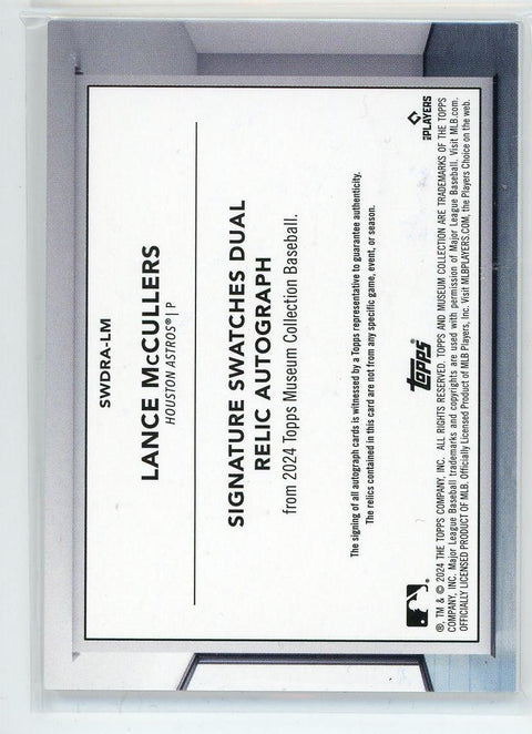 2024 Topps Museum #SWDRA-LM Lance McCullers Signature Swatches Dual Relic /299