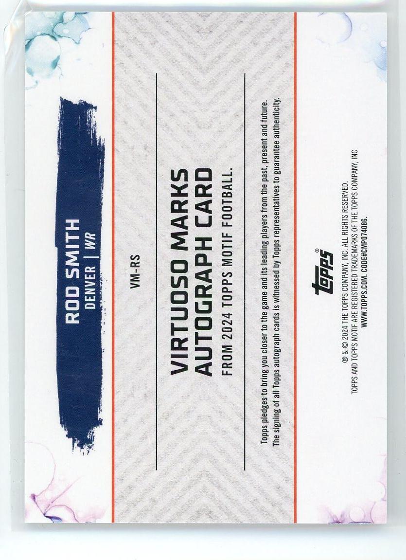 2024 Topps Motif #VM-RS Rod Smith Virtuoso Marks Autograph /10