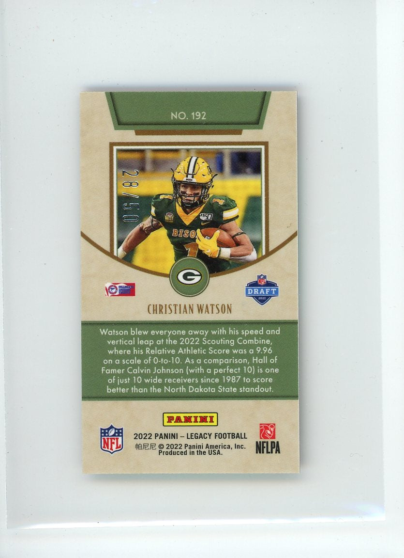 2022 Panini Legacy Mini #192 Christian Watson Rookie /50