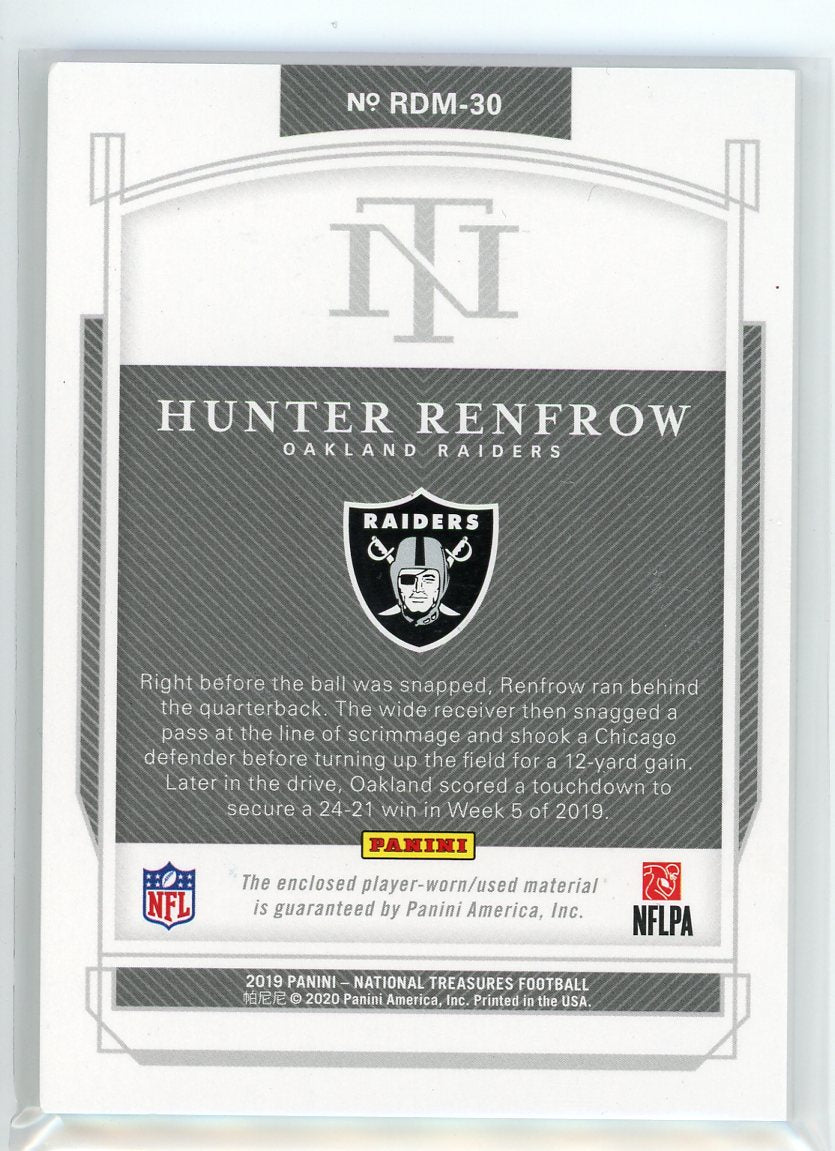 2019 Panini National Treasures #RDM-30 Hunter Renfrow Patch /49