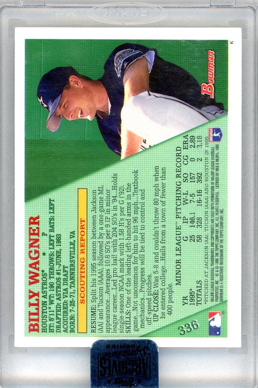 1996 Bowman #336 Billy Wagner Archives Signature /1