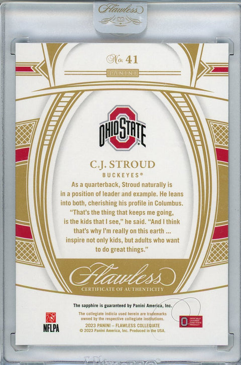 2023 Panini Flawless #41 C.J. Stroud Encased Sapphire /20