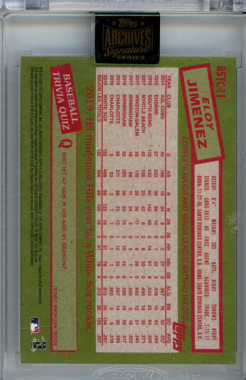 2020 Topps Chrome #85TC-11 Eloy Jimenez 1985 Topps Baseball