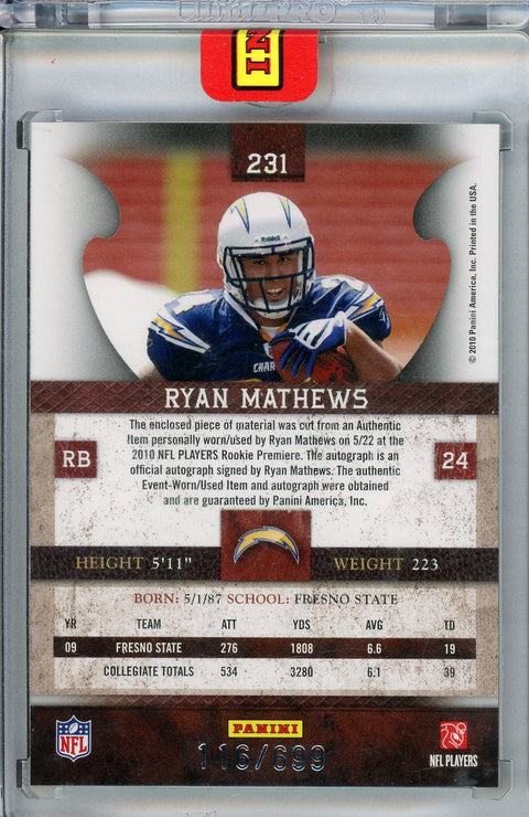 2010 Panini #231 Ryan Mathews Plates & Patches Auto /699