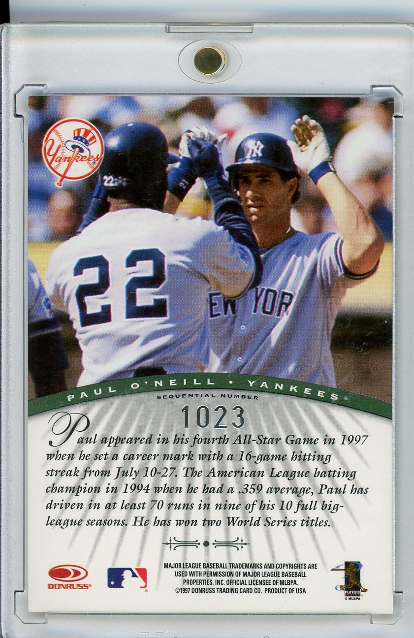 1997 Donruss #1023 Paul O'Neill Signature Series Millennium Marks Autographs