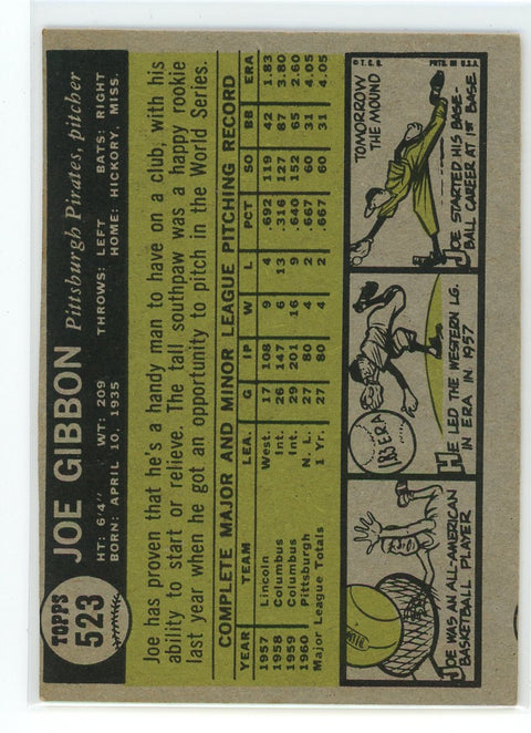 1961 Topps #523 Joe Gibbon