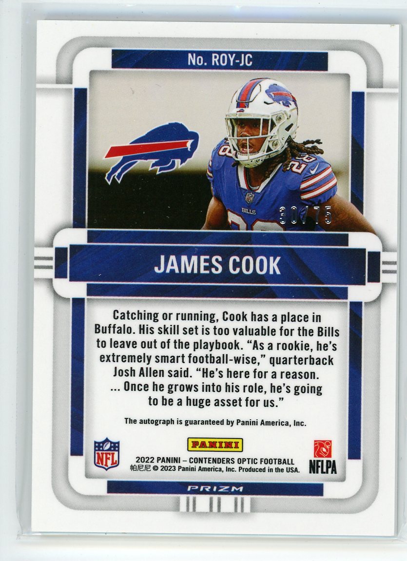 2022 Panini Contenders Optic #ROY-JC James Cook Rookie of the Year prizm /75