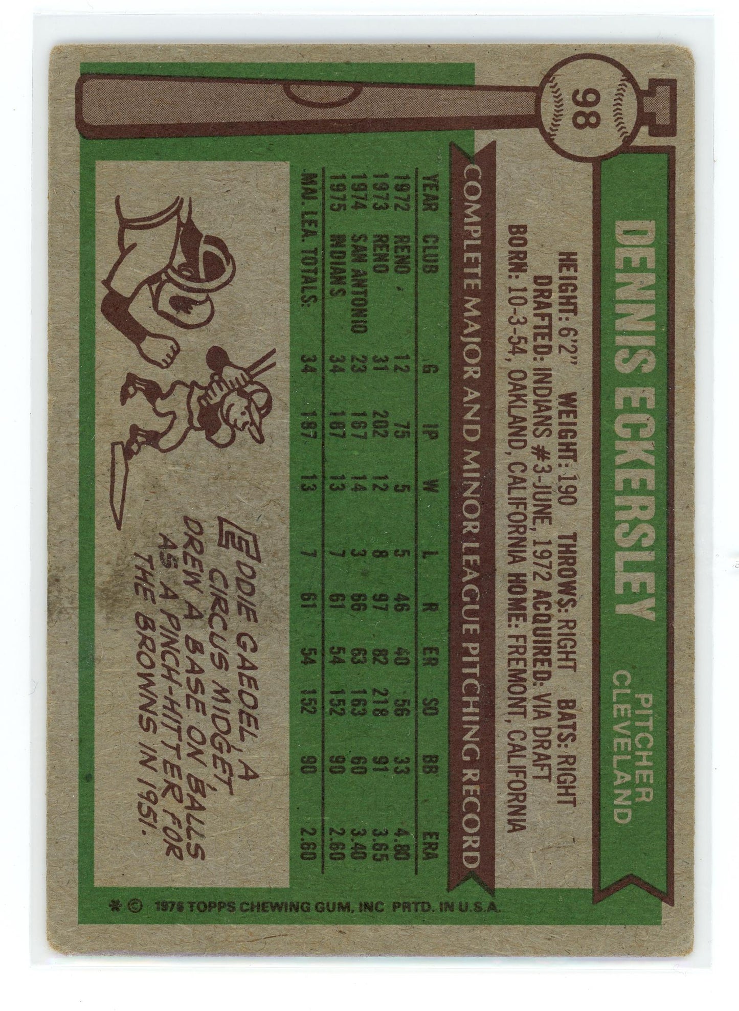 1976 Topps #98 Dennis Eckersley