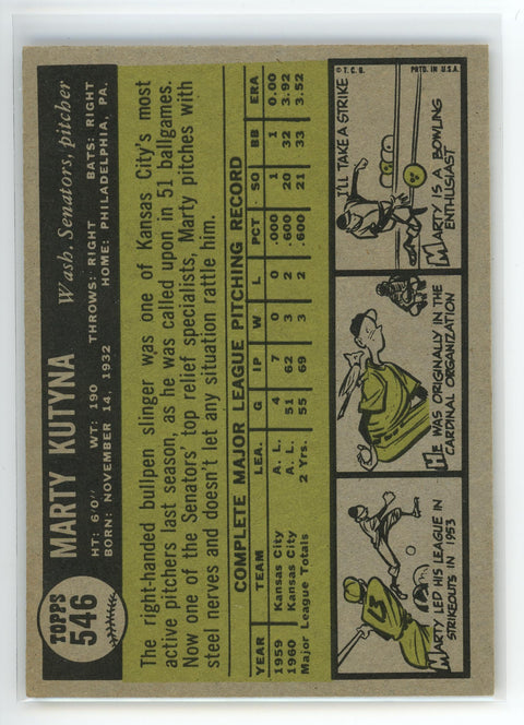 1961 Topps #546 Marty Kutyna