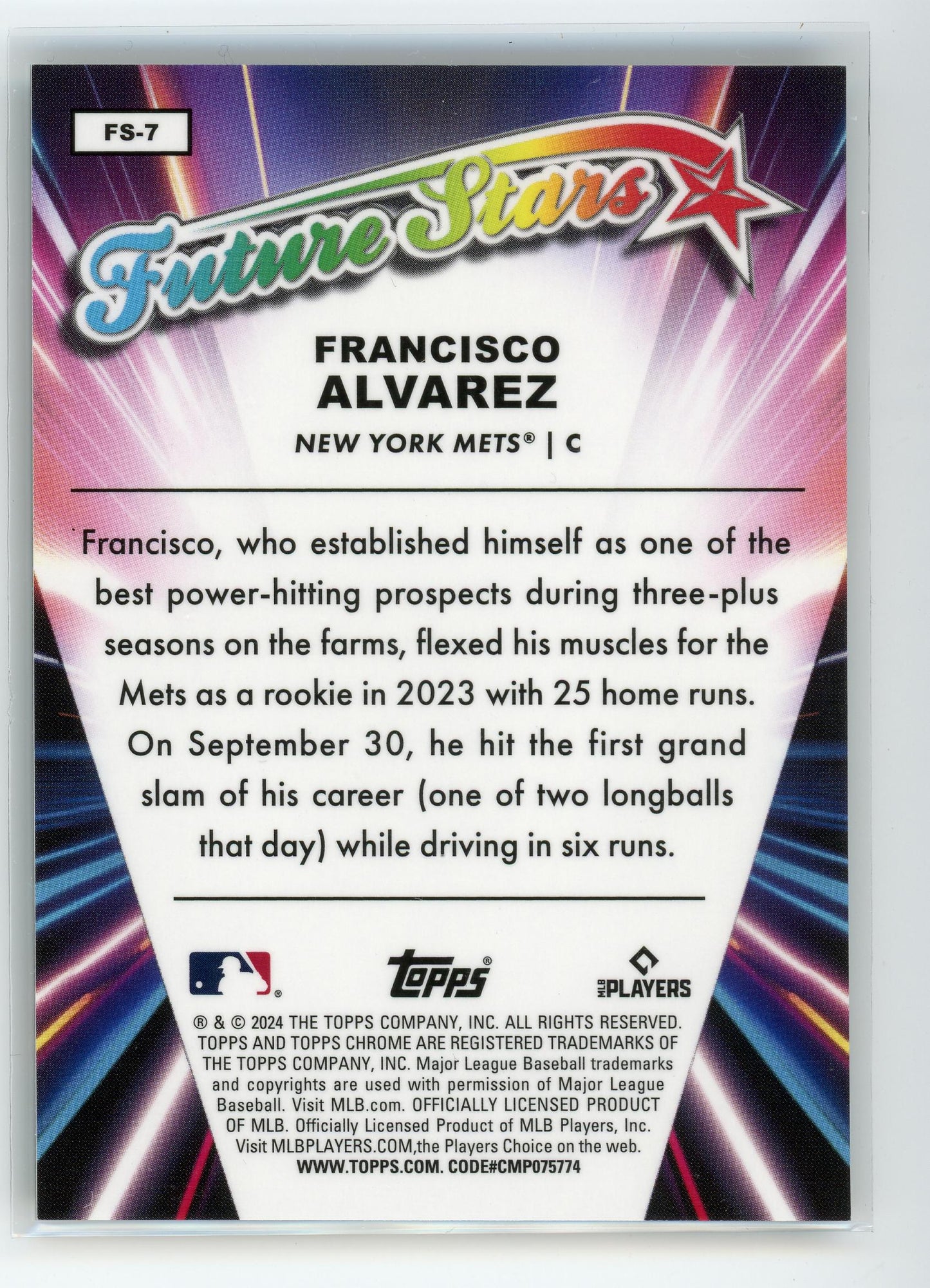 2024 Topps Chrome #FS-7 Francisco Alvarez Future Stars /10