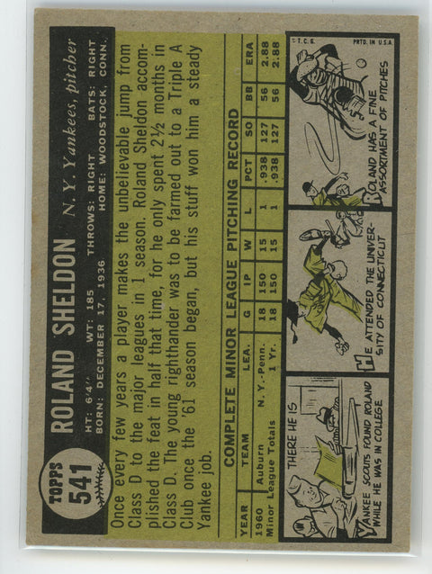 1961 Topps #541 Roland Sheldon