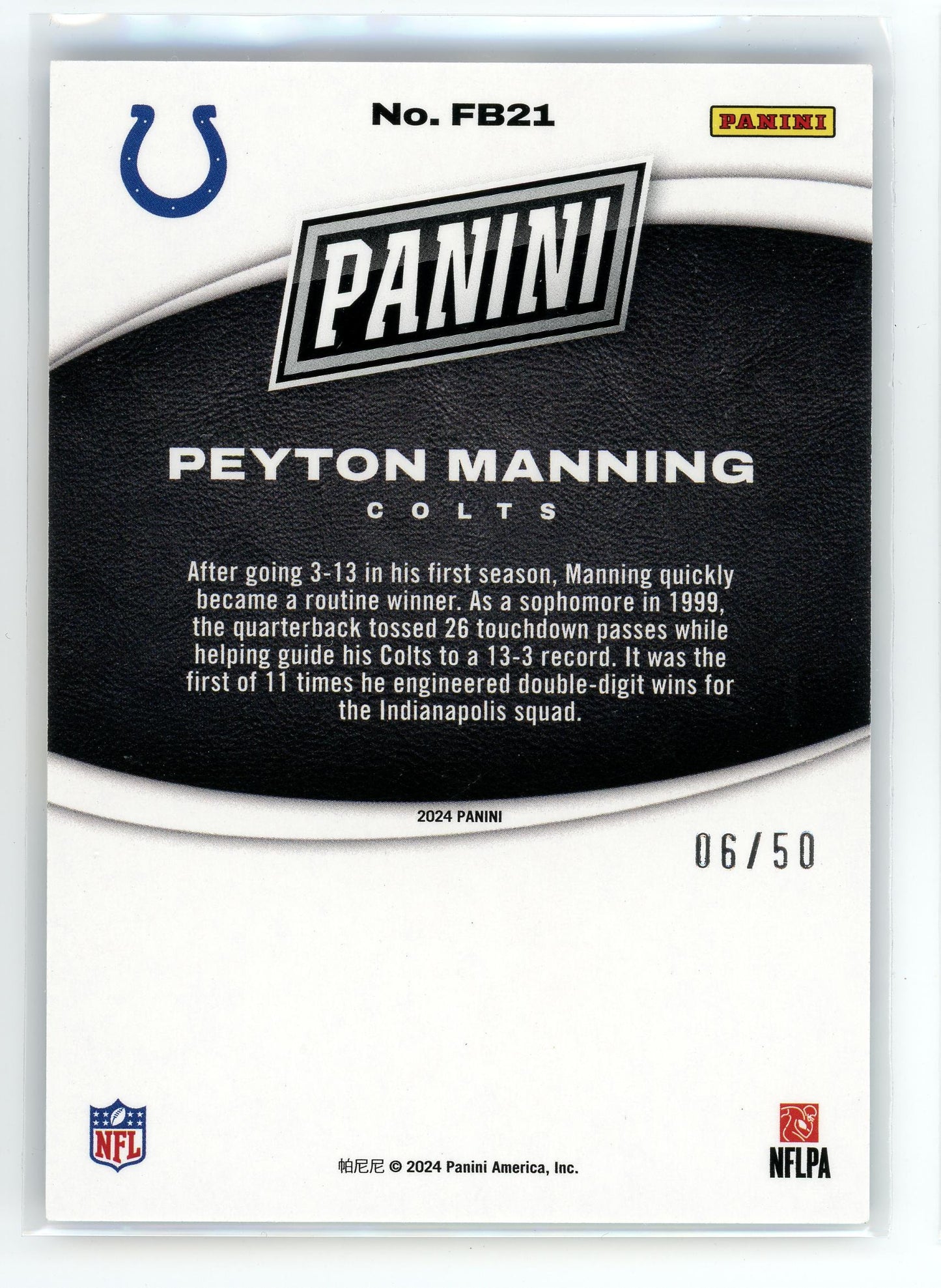 2024 Panini Black Friday #FB21 Peyton Manning Blue /50
