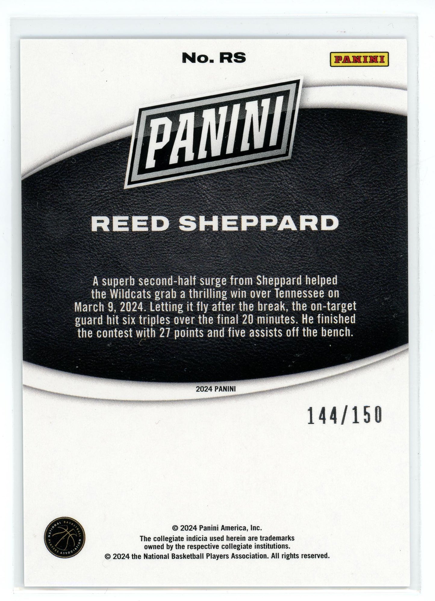 2024 Panini Black Friday #RS Reed Sheppard Holo /150
