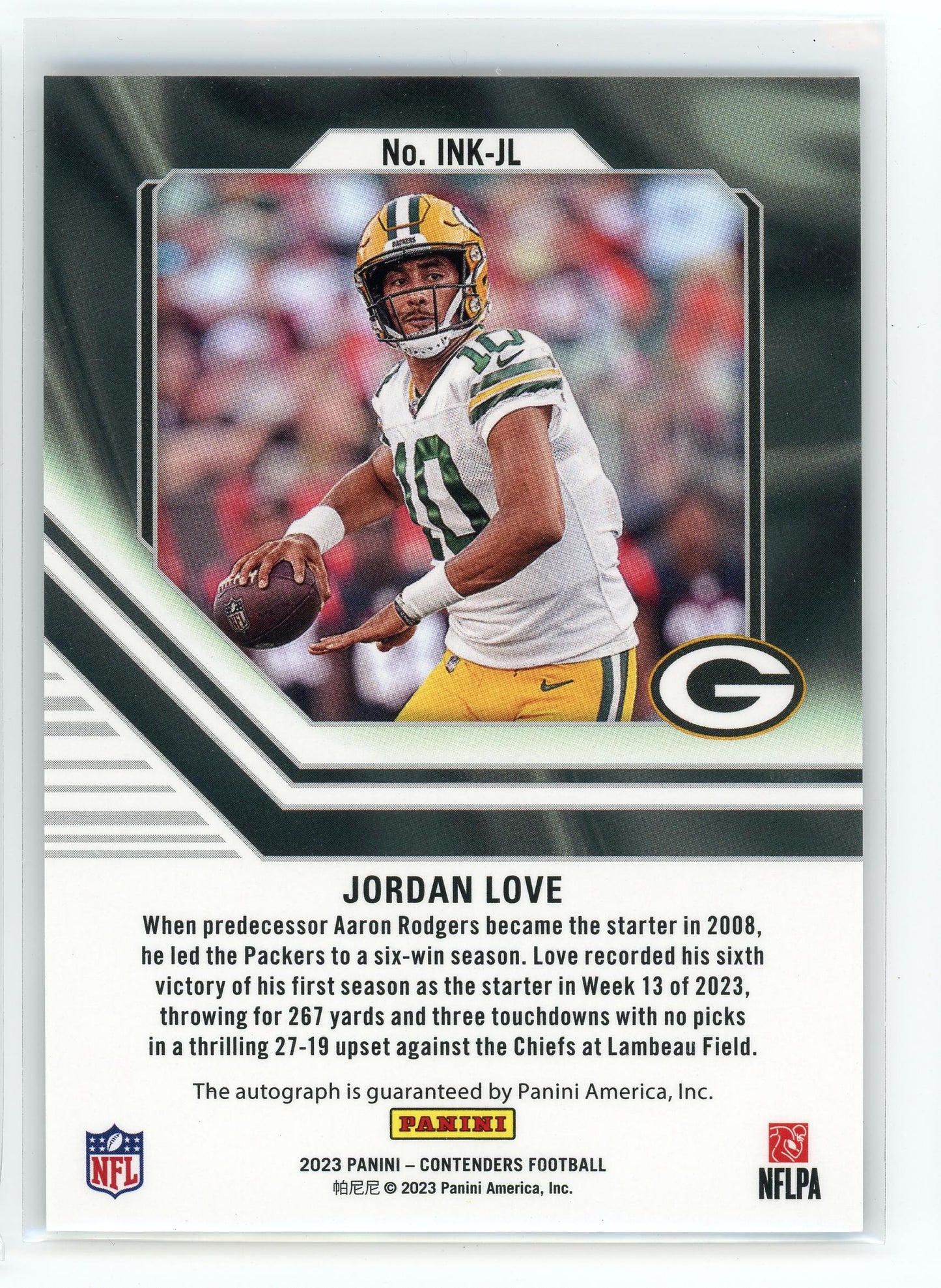 2023 Panini Contenders #INK-JL Jordan Love Ink Auto /99