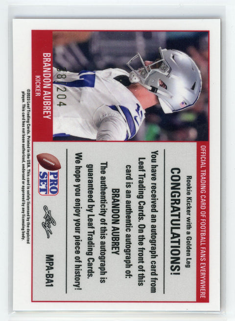 2023 Leaf Pro Set #MPA-BA1 Brandon Aubrey Rookie Auto /208