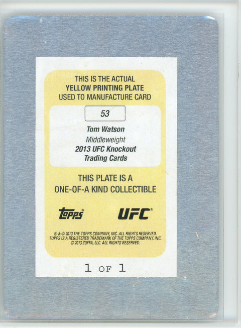2013 Topps ##53 Tom Watson Yellow Printing Plate /1