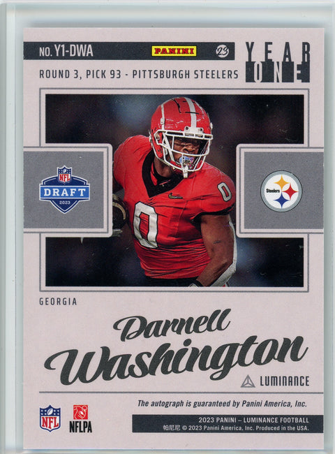 2023 Panini Luminance #Y1-DWA Darnell Washington Year One Gold Rookie Auto